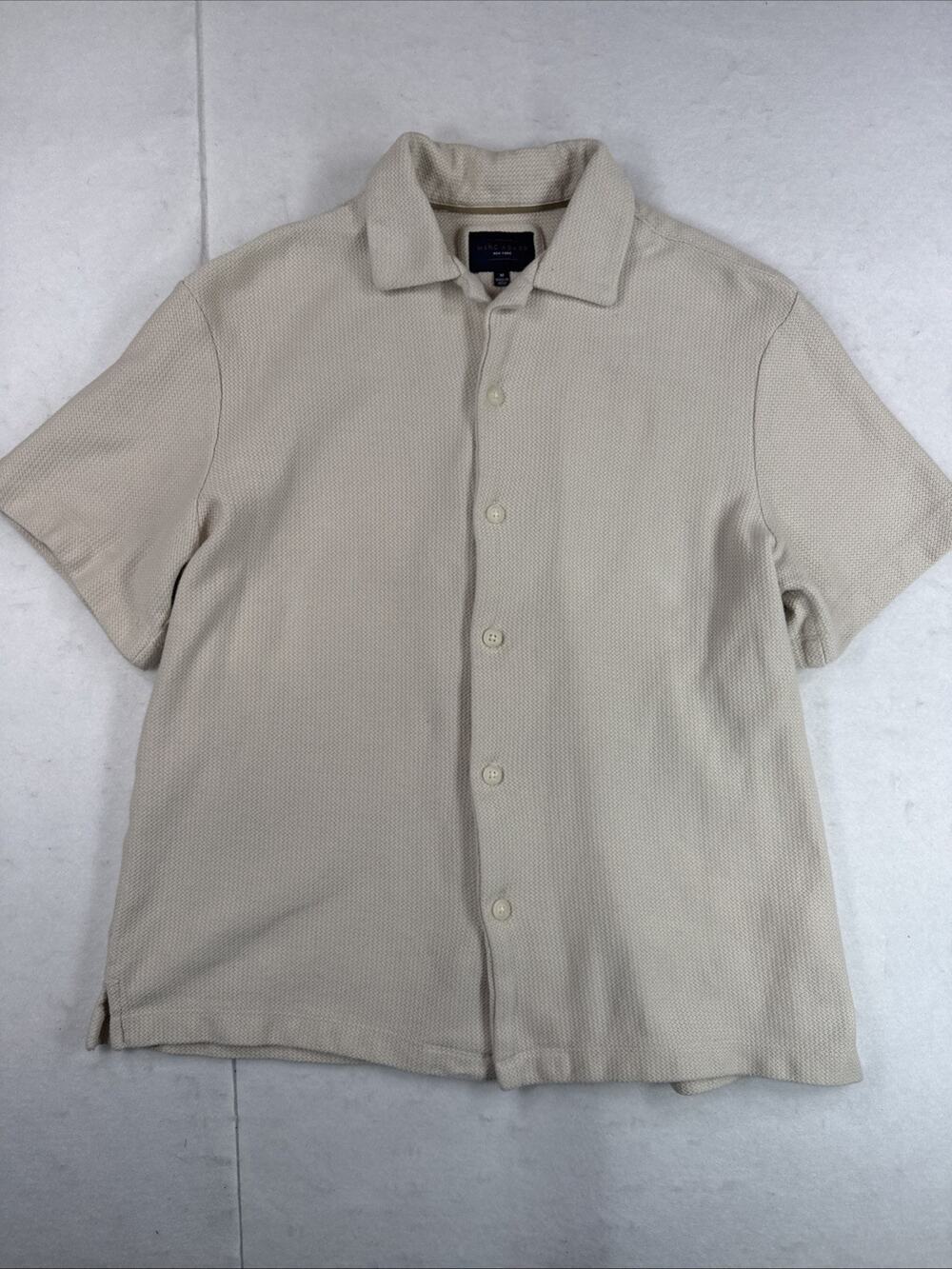 Marc Asher New York Cream Knit Button Down Shirt Medium Textured Resortwear